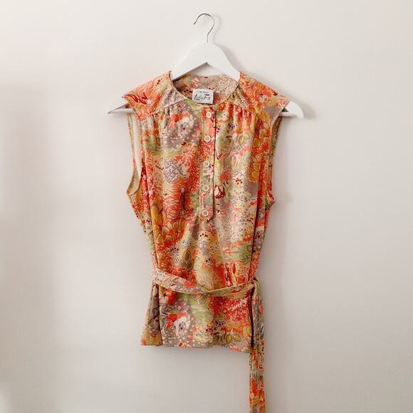 70s Vintage Leslie Fay Floral Print Blouse - Picture 1 of 4